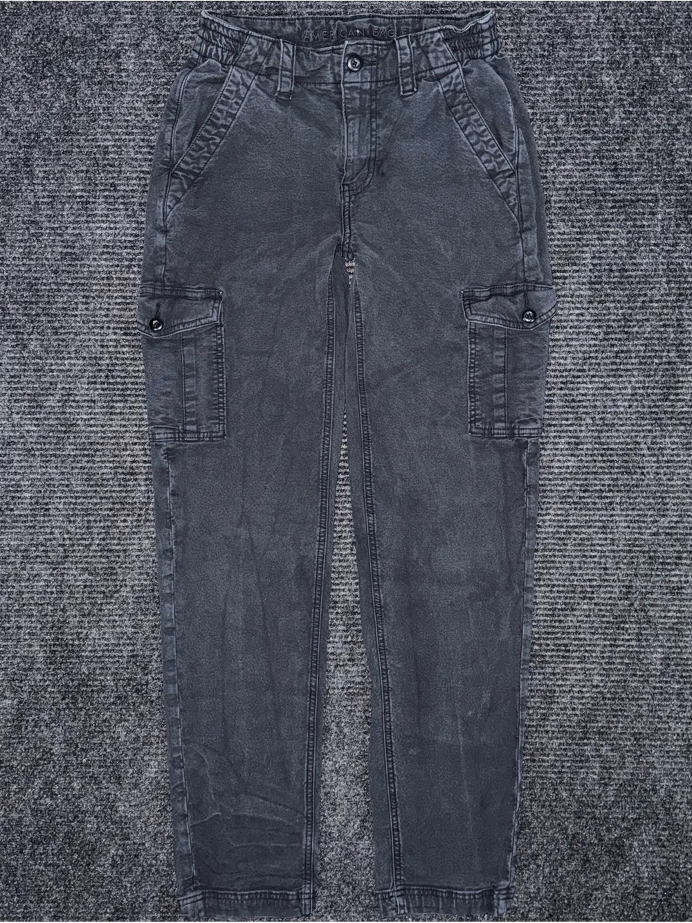 American Eagle Women's Cargo Pants Washed Black Size 00 Regular Stretch Utility
